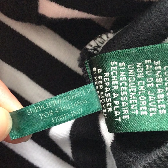 Lauren Ralph Lauren Black White Striped Cotton Cardigan, 1X - Picture 9 of 12